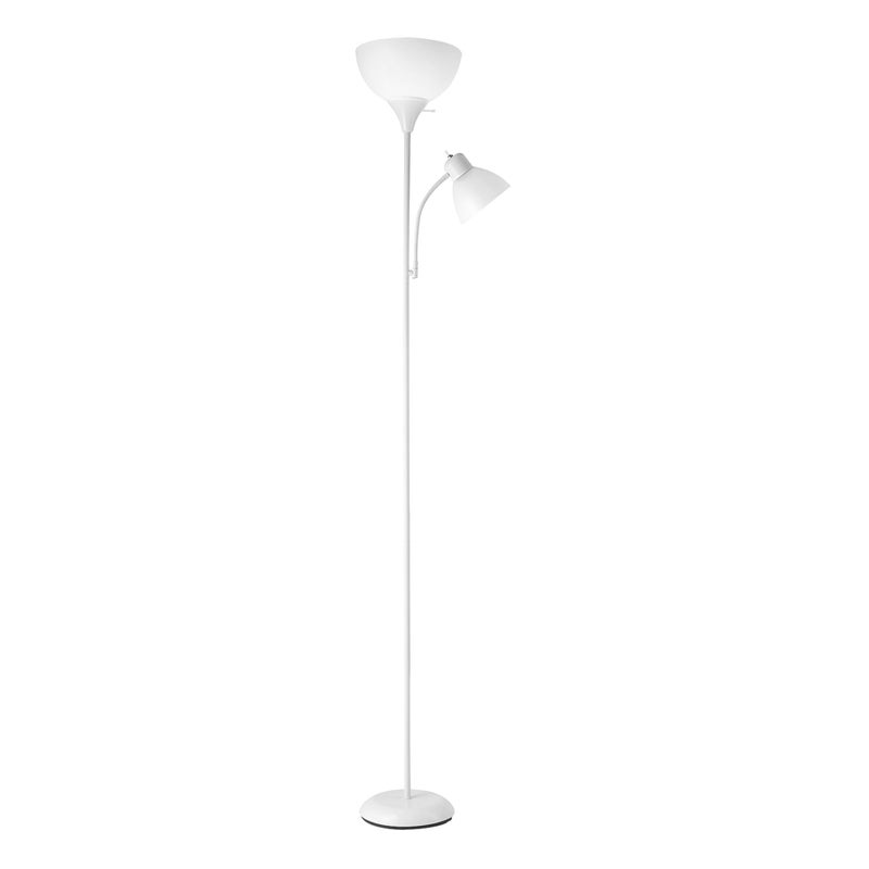 GLOBE Electric 67136 72" Torchiere Floor Lamp with Adjustable Reading Light, Matte White Finish, Frosted Shades, Rotary Switch on Socket, E26 Base - Image 1
